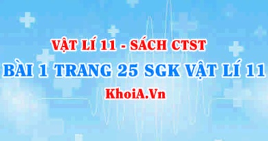 Bài 1 trang 25 SGK Vật lí 11 Chân trời sáng tạo